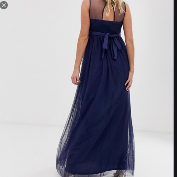 - Navy Blue Event Maxi Bridesmaid Gown Maternity 4 - Picture 2 of 8
